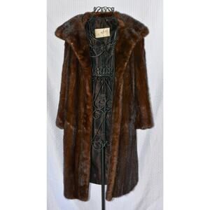 Vintage Dark Mahogany Brown Mink Fur Coat di Milano READ